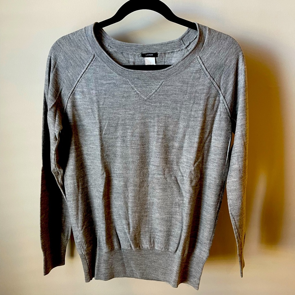 J. Crew Women's Merino wool Gray Scoop Neck Sweater